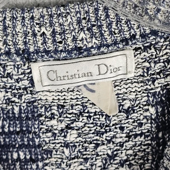 Christian Dior Men's Size Large Plaid Pull Over Chunky Knit Sweater Plaid Y2K US